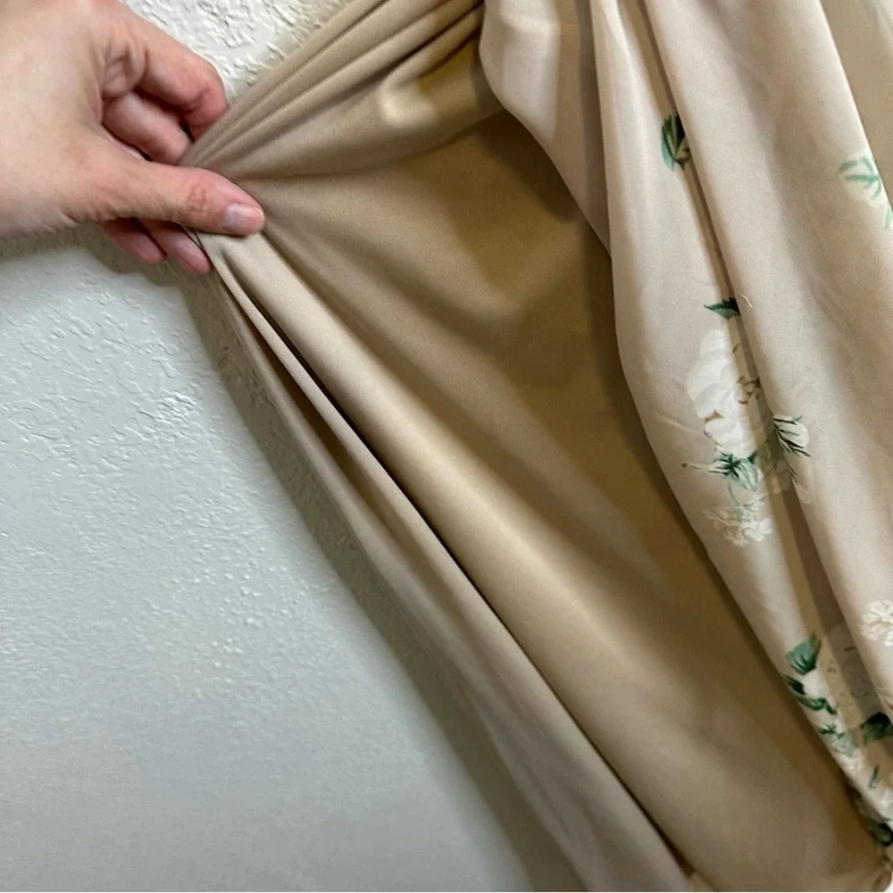 Show me your Mumu Maxi Dress Empire Waist V-neck Short Sleeve Floral Cream M - Picture 12 of 13